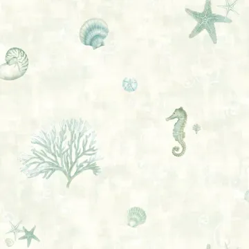 Boca Raton Teal Seashells Wallpaper Sidewall Chesapeake DLR54532