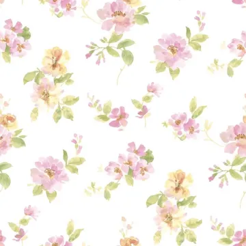 Captiva Pink Watercolor Floral Wallpaper Sidewall Chesapeake DLR54594