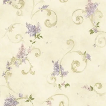 Beige Lilac Acanthus Wallpaper Sidewall Chesapeake FFR21603