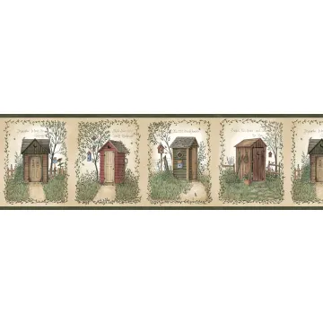 Neutral Outhouses Wallpaper Border Chesapeake FFR50321B