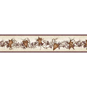 Neutral Tin Hearts & Stars Wallpaper Border Chesapeake FFR65171B