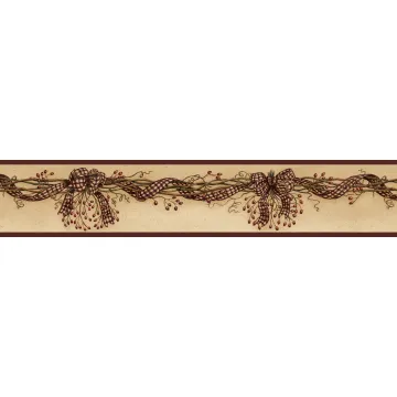 Burgundy Rosehip Garland Wallpaper Border - Chesapeake Wallcovering