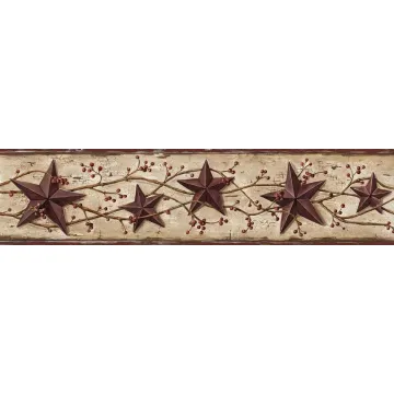 Cherry Heritage Tin Star Wallpaper Border Chesapeake FFR65364B