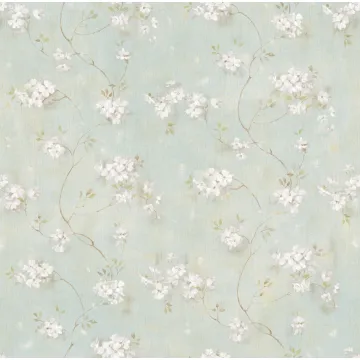 Braham Blue Country Floral Scroll Wallpaper Sidewall Chesapeake PUR44104