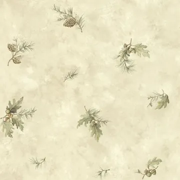 Brimstone Bone Forest Leaf Toss Wallpaper Sidewall Chesapeake TLL01351