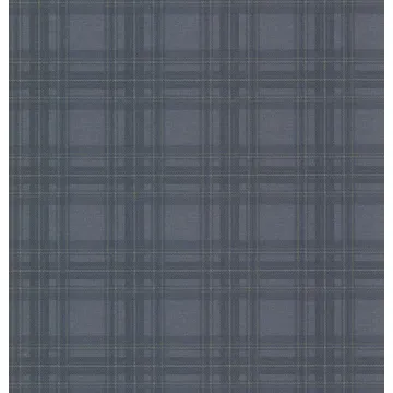 Fox Hollow Navy Plaid Wallpaper Sidewall Chesapeake TLL01411