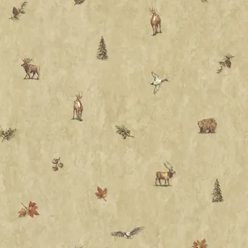 Hiram Wheat Animal Toss Wallpaper Sidewall Chesapeake TLL01452