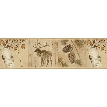Tarpon Wheat Birch River Wallpaper Border Chesapeake TLL01502B