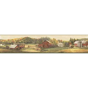 Winder Beige Luther'S Farm Wallpaper Border Chesapeake TLL01521B