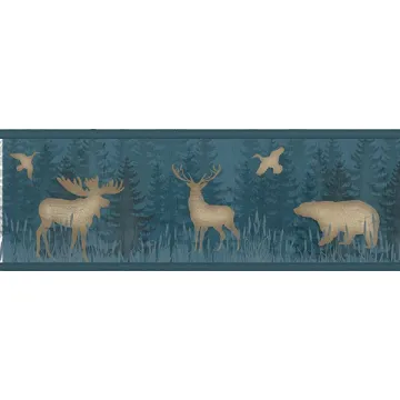 Saylorville Blue Lawndale Wallpaper Border Chesapeake TLL01603B