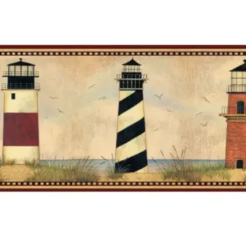 Nautical Lighthouses Wallpaper Border - Chesapeake