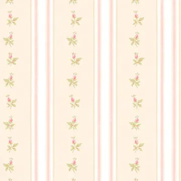 AB27641 Shabby Stripe with Roses Wallpaper Cream, Pink, Light Green Abby Rose 3 Norwall Wallcovering