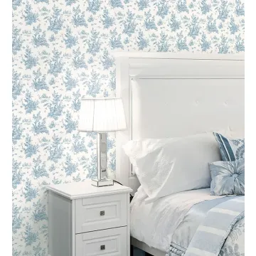 AB27656 Toile Wallpaper Navy, Blue Abby Rose 3 Norwall Wallcovering