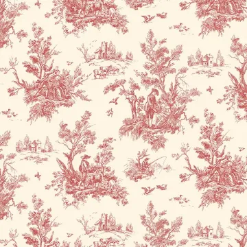 AB27657 Toile Wallpaper Red, Ochre Abby Rose 3 Norwall Wallcovering