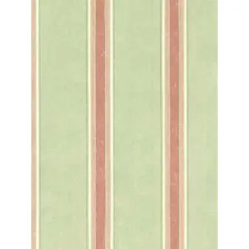 Green and Coral Stripe Wallpaper