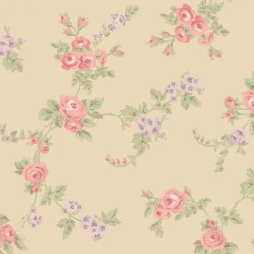 AB42414 Chic Rose Wallpaper Purple, Pink, Green Abby 3 Norwall Wallcovering