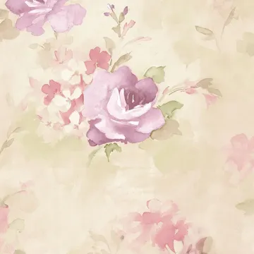 AB42419 Morning Dew Wallpaper Purple, Cream, Pink, Green Abby Rose 3 Norwall Wallcovering