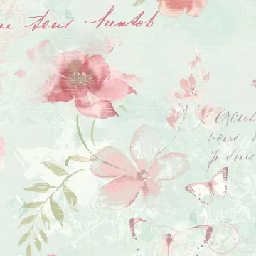 AB42430 Memento Wallpaper Teal, Pink Abby Rose 3 Norwall Wallcovering