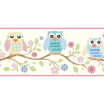 Winnie Pink Wise Owlets Trail Wallpaper Border Chesapeake BBC94011B