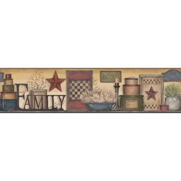 Country Keepsakes Family Shelf Border Wallpaper