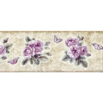 Purple Floral Butterfly Wallpaper Border