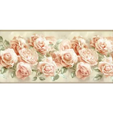 Peach Rose Wallpaper Border