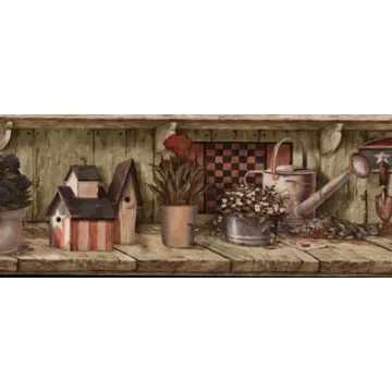 Americana Collectibles Country Shelf Wallpaper Border - Rosedale Wallcoverings