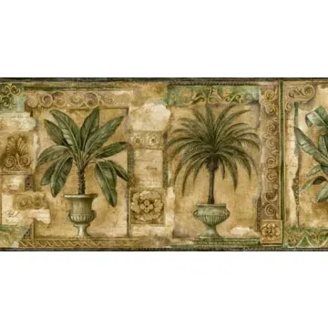 Framed Tropical Plants Wall Paper Border