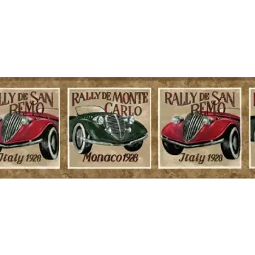 Brown Classic Rally Car Monaco/Italy Wallpaper Border AW0619B