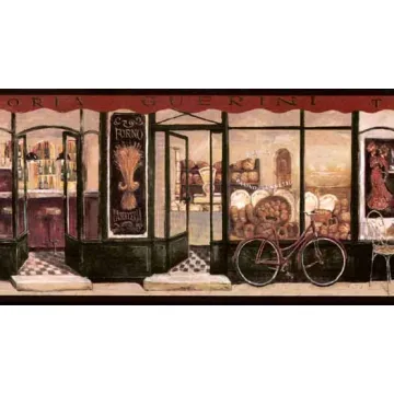 Red Cafe Street Wallpaper Border