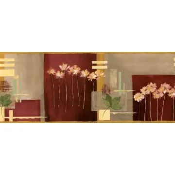 Leaf & Flower Color Block Wallpaper Border - Norwall