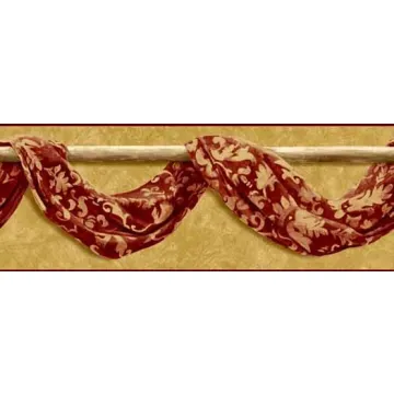 Red Scroll Swag Wallpaper Border