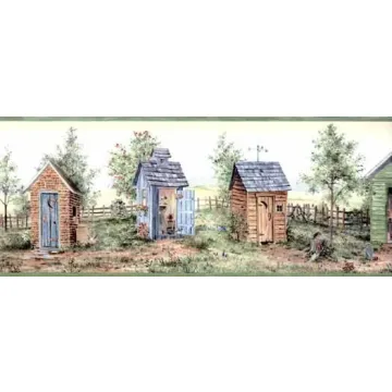 Wildflower Outhouse Wallpaper Border