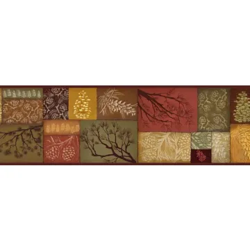 Pinecone Collage Wallpaper Border - Chesapeake Wallcovering