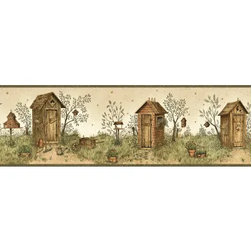 Twain Sand Garden Outhouse Portrait Wallpaper Border Chesapeake BBC65022B