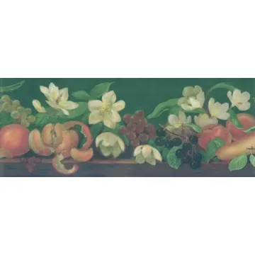 Mixed Fruit Cut Flowers Wallpaper Border