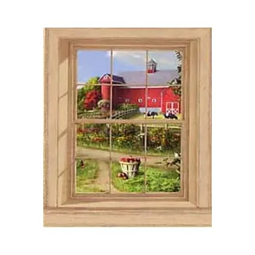 Red Barn Window Mural
