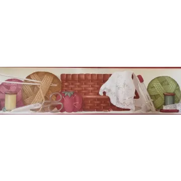 Knitting & Sowing Supplies Wallpaper Border - Patton Norwall