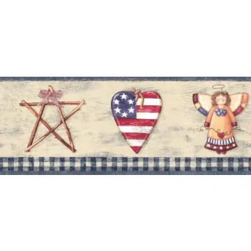 Blue Country Craft Wallpaper Border - Crewcut
