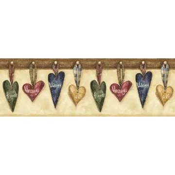 Hanging Heart Pegboard Wallpaper Border