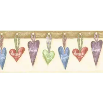 Hanging Hearts Wallpaper Border - Crewcut