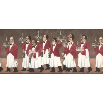 Waiters With Wine Wallpaper Border - York Wallcoverings