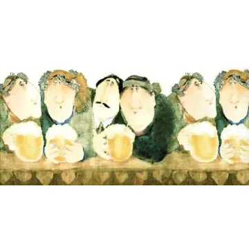Men Drinking Beer in Pub Wallpaper Border - York Wallcoverings