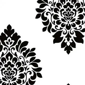 BW28736 Medallion Damask Wallpaper Black, White Shades Norwall Wallcovering