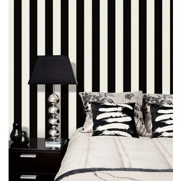 BW28748 2.5" Tent Stripe Wallpaper Black, White Shades Norwall Wallcovering