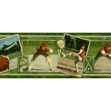 Green Baseball Player Wallpaper Border - Norwall Wallcoverings