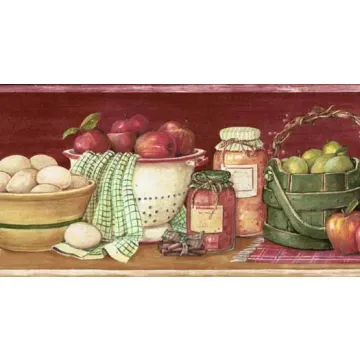 Kitchen Shelf Burgundy Wallpaper Border