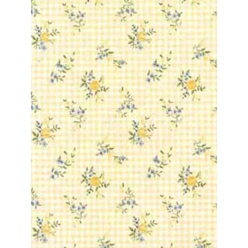 Yellow Gingham and Flower Wallpaper