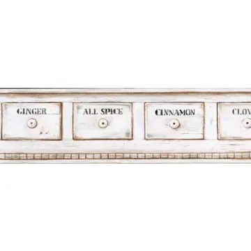 Spice Drawer Off-White Wallpaper Border - York Wallcoverings