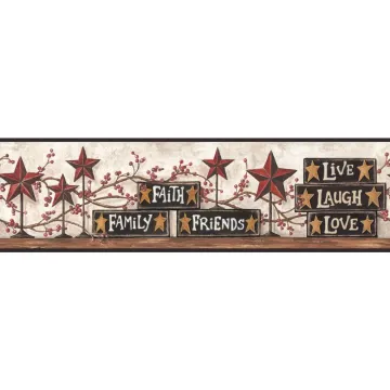 Live  Laugh  Love Blocks & Country Stars Wallpaper Border - York